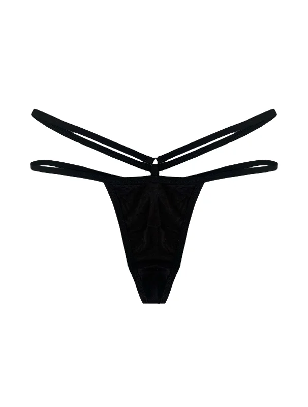 AiraModal™ Black Double Strap Modal Thong