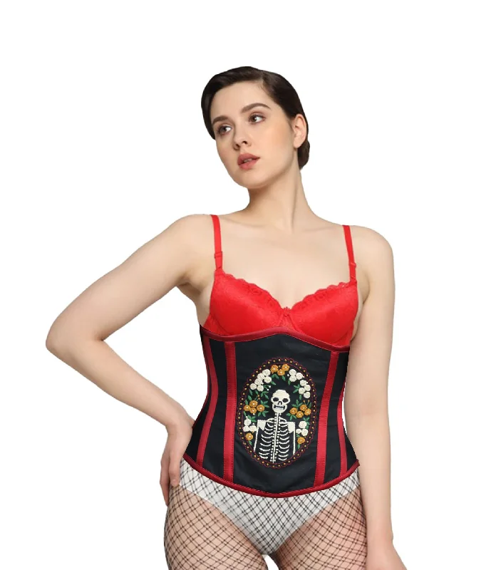 Skeleton Embroidered waist reducing  underbust corset