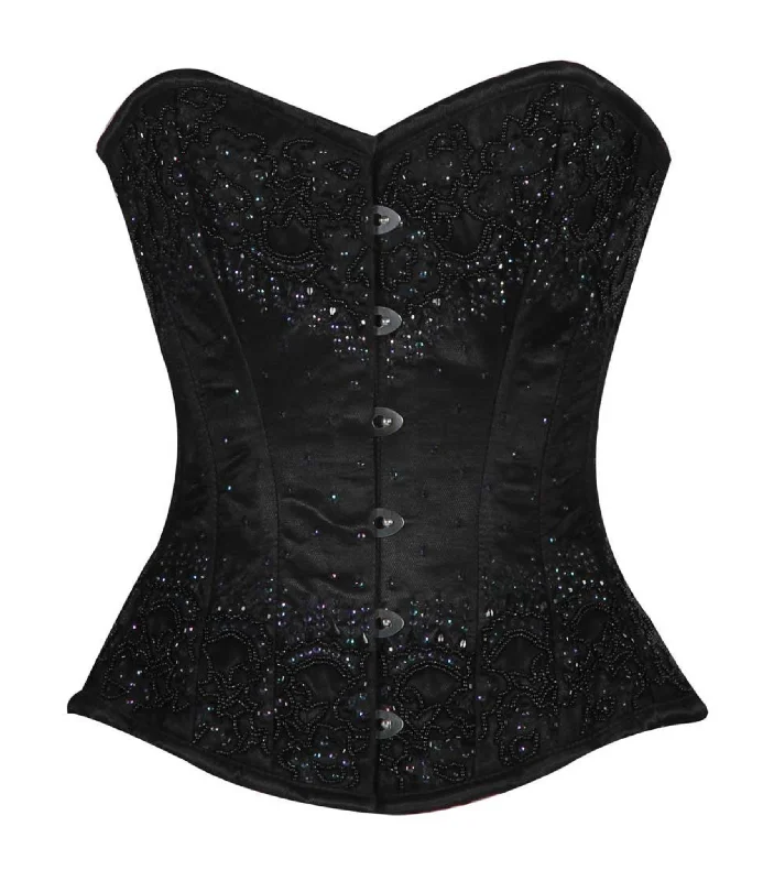 Black Embroidery Overbust corset