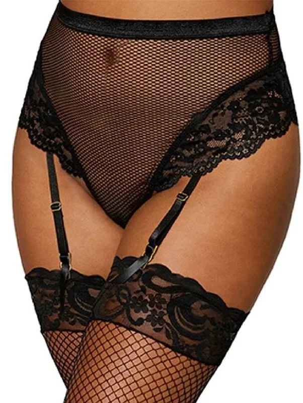 Dreamgirl High Waist Mesh Garter Thong