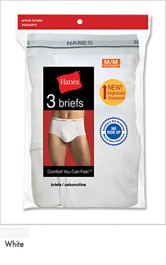 Hanes Underwear Men's White Briefs 3 Pack