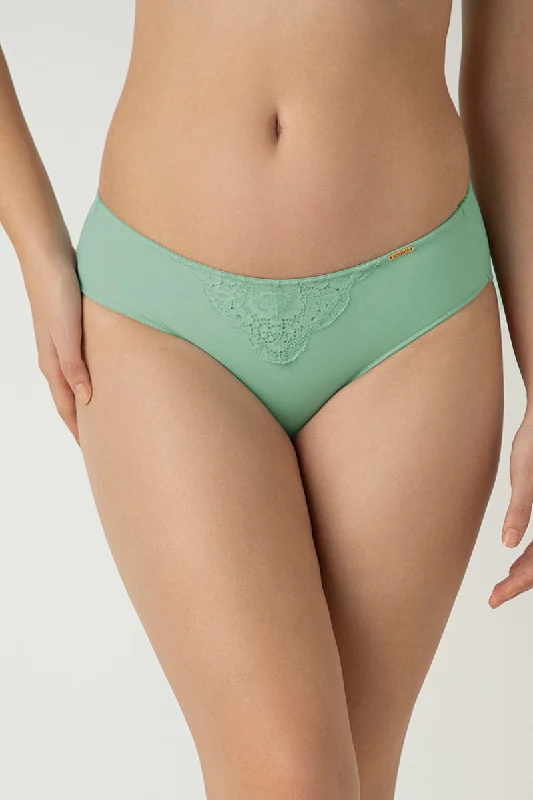 Lace Elegance Bikini Panty - Aqua Foam