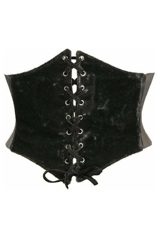 Lavish Black Velvet Corset Belt Cincher