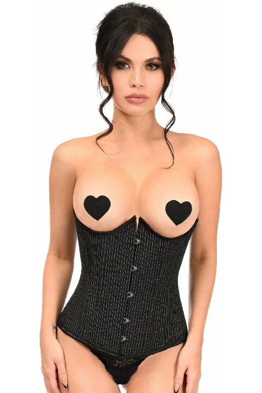 Lavish Pinstripe Underwire Open Cup Underbust Corset