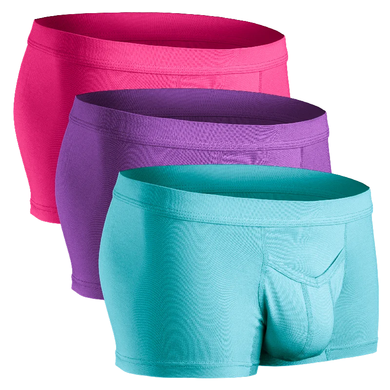 Modal 3in Boxer Briefs V-Fly 3pk Pink/Purple/Turquoise