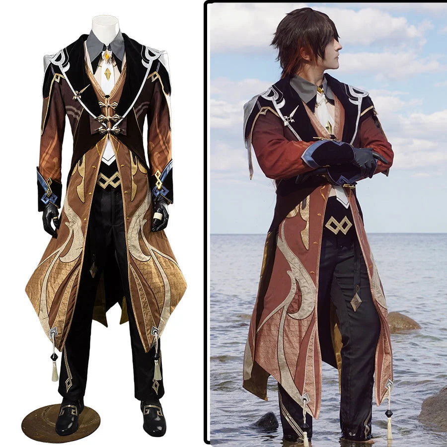 Genshin Impact Zhongli Cosplay Costume/Shoes C07484  AAA