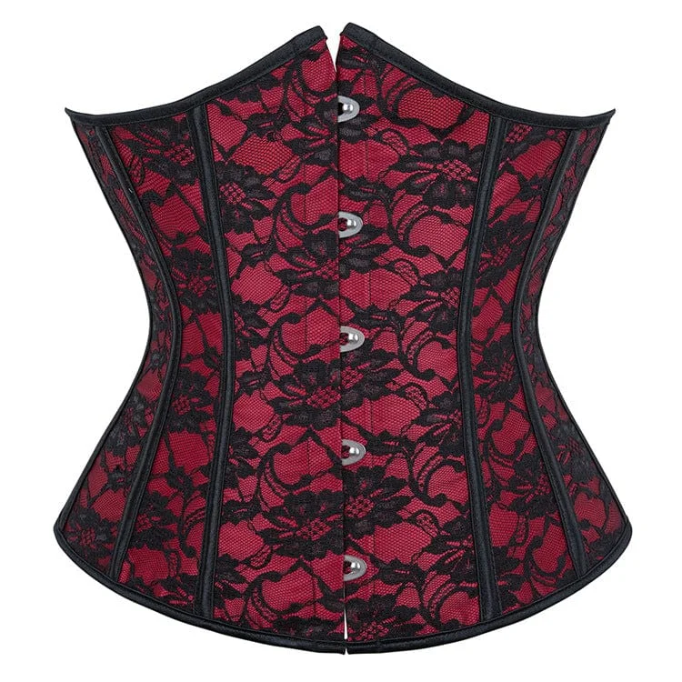 Women's Gothic Strappy Floral Lace Underbust Corset