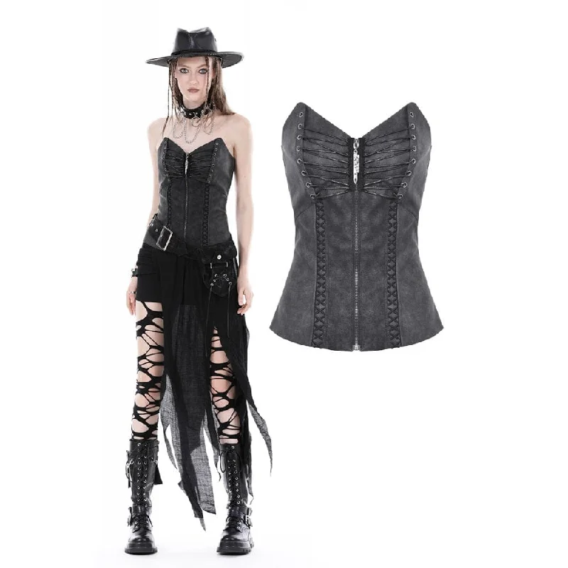 Women's Punk V-neck Lace-up Overbust Corset