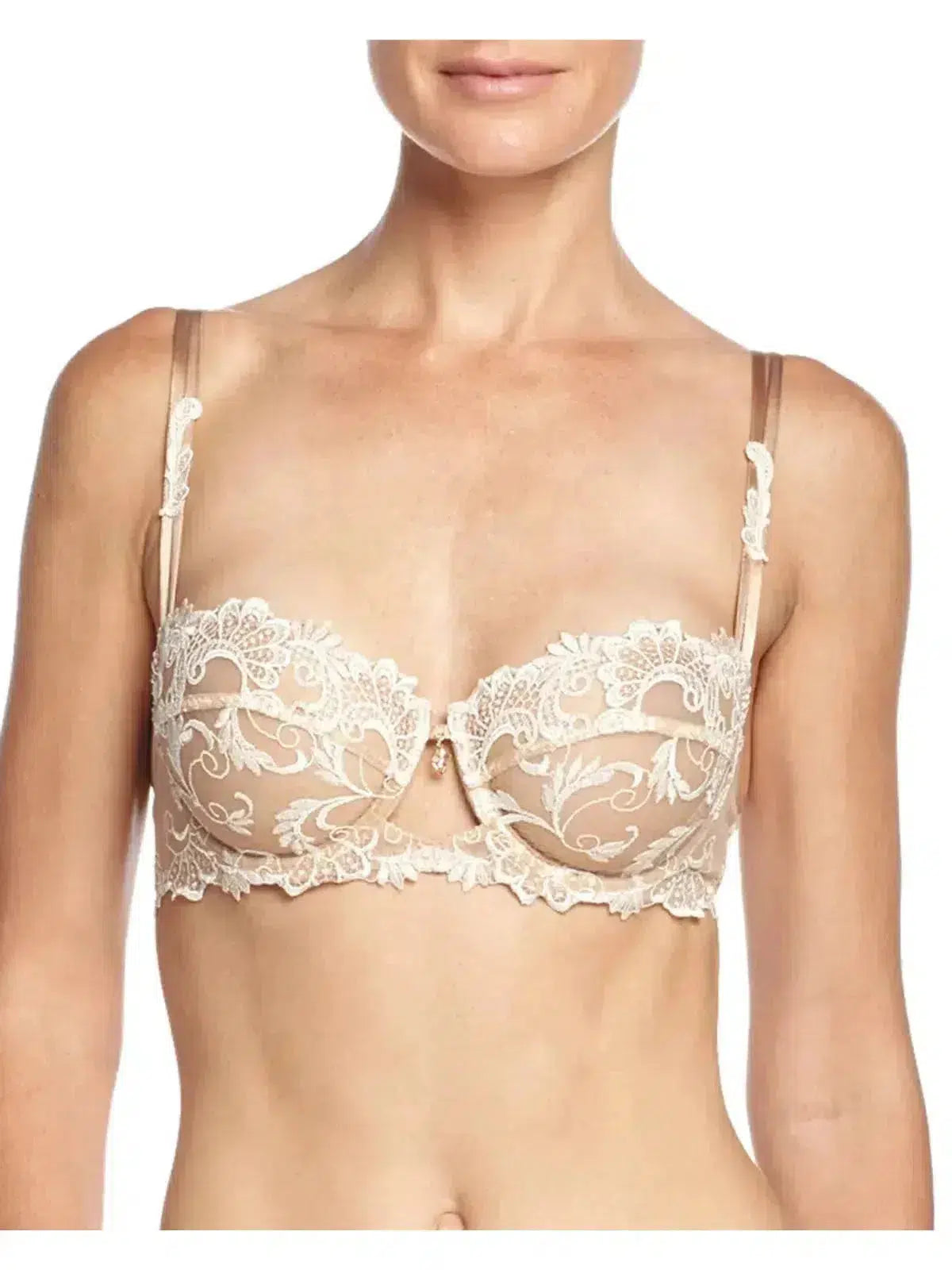 Lise Charmel Dressing Floral Demi Cup Bra in Ambre Nacre color