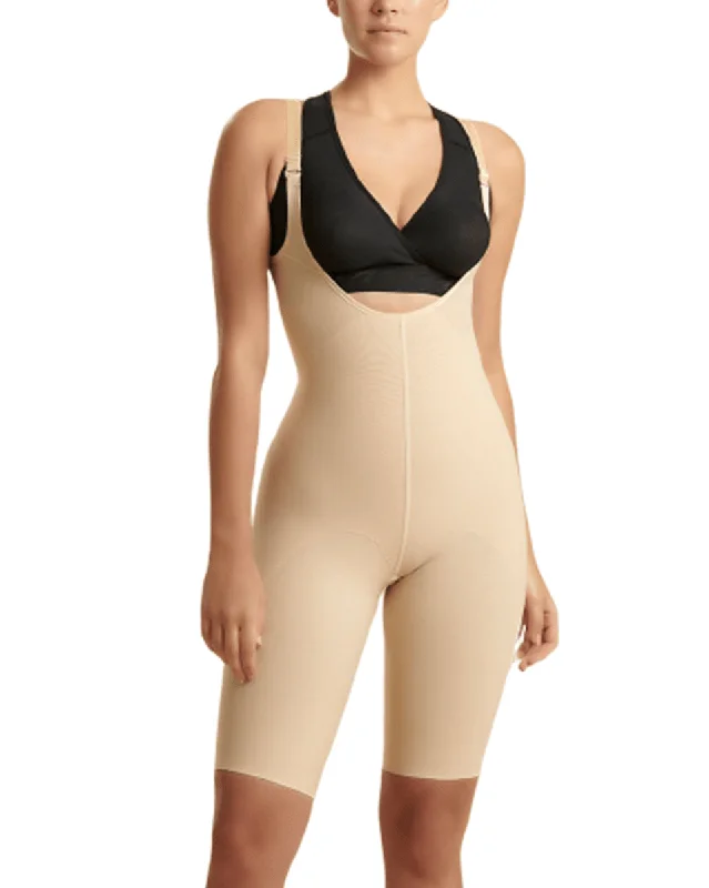 Marena Reinforced Girdle with High-Back and Layered Panels - Short Length, No Closures - Black/Beige