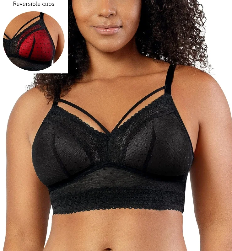 Parfait Mia Dot Wire-Free Padded Mesh Bralette (P6011) - Black